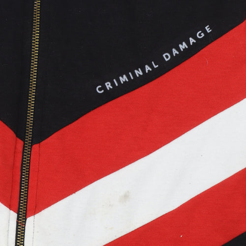 Criminal Damage Men's Black Red White Track Jacket Size S Full Zip
