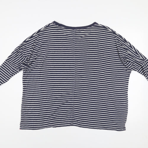 Jasper Conran Women’s Blue Striped 3/4 Sleeve Cotton T-Shirt Size 14