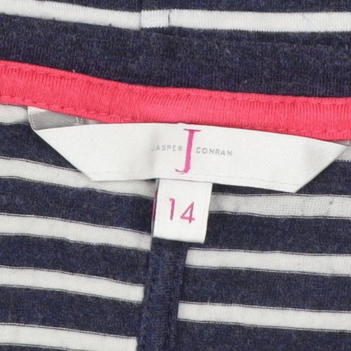 Jasper Conran Women’s Blue Striped 3/4 Sleeve Cotton T-Shirt Size 14