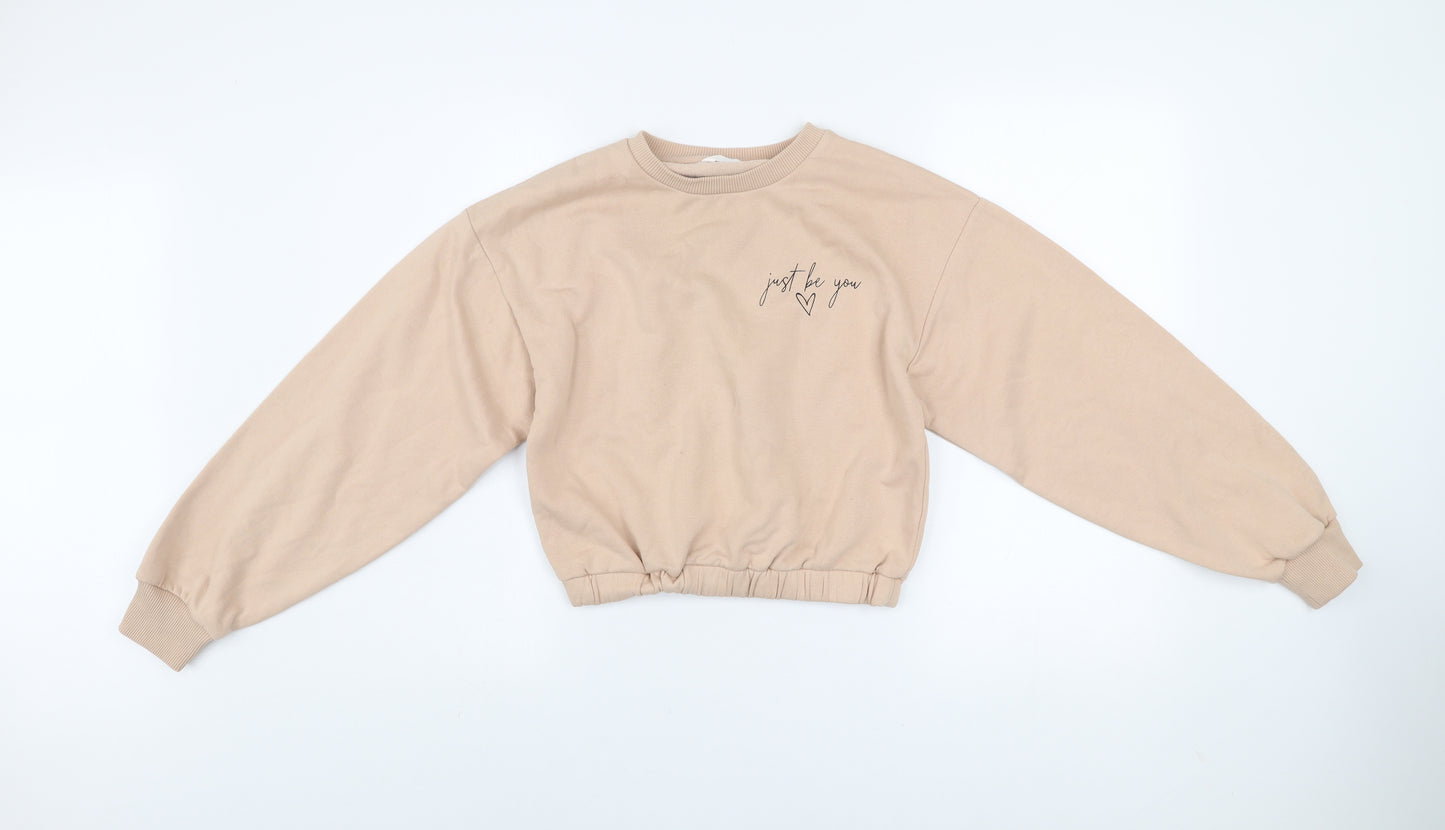 Candy Couture Girls Beige Just Be You Pullover Sweatshirt Age 13