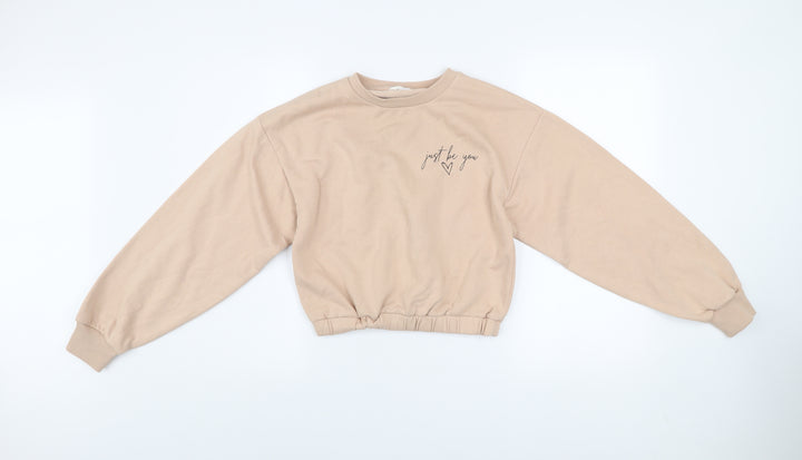 Candy Couture Girls Beige Just Be You Pullover Sweatshirt Age 13