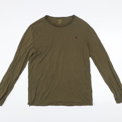 Ralph Lauren Men's Green Long Sleeve Slim Fit Cotton Top Size L
