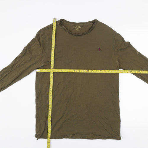 Ralph Lauren Men's Green Long Sleeve Slim Fit Cotton Top Size L