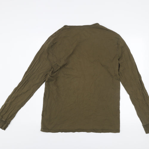 Ralph Lauren Men's Green Long Sleeve Slim Fit Cotton Top Size L