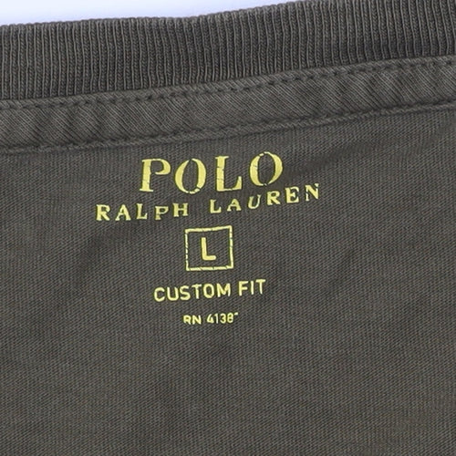Ralph Lauren Men's Green Long Sleeve Slim Fit Cotton Top Size L