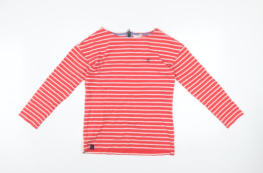 Lighthouse Women's Red Striped Long Sleeve Boat Neck Cotton Top Size 12