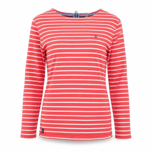 Lighthouse Women's Red Striped Long Sleeve Boat Neck Cotton Top Size 12