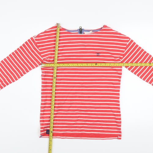 Lighthouse Women's Red Striped Long Sleeve Boat Neck Cotton Top Size 12