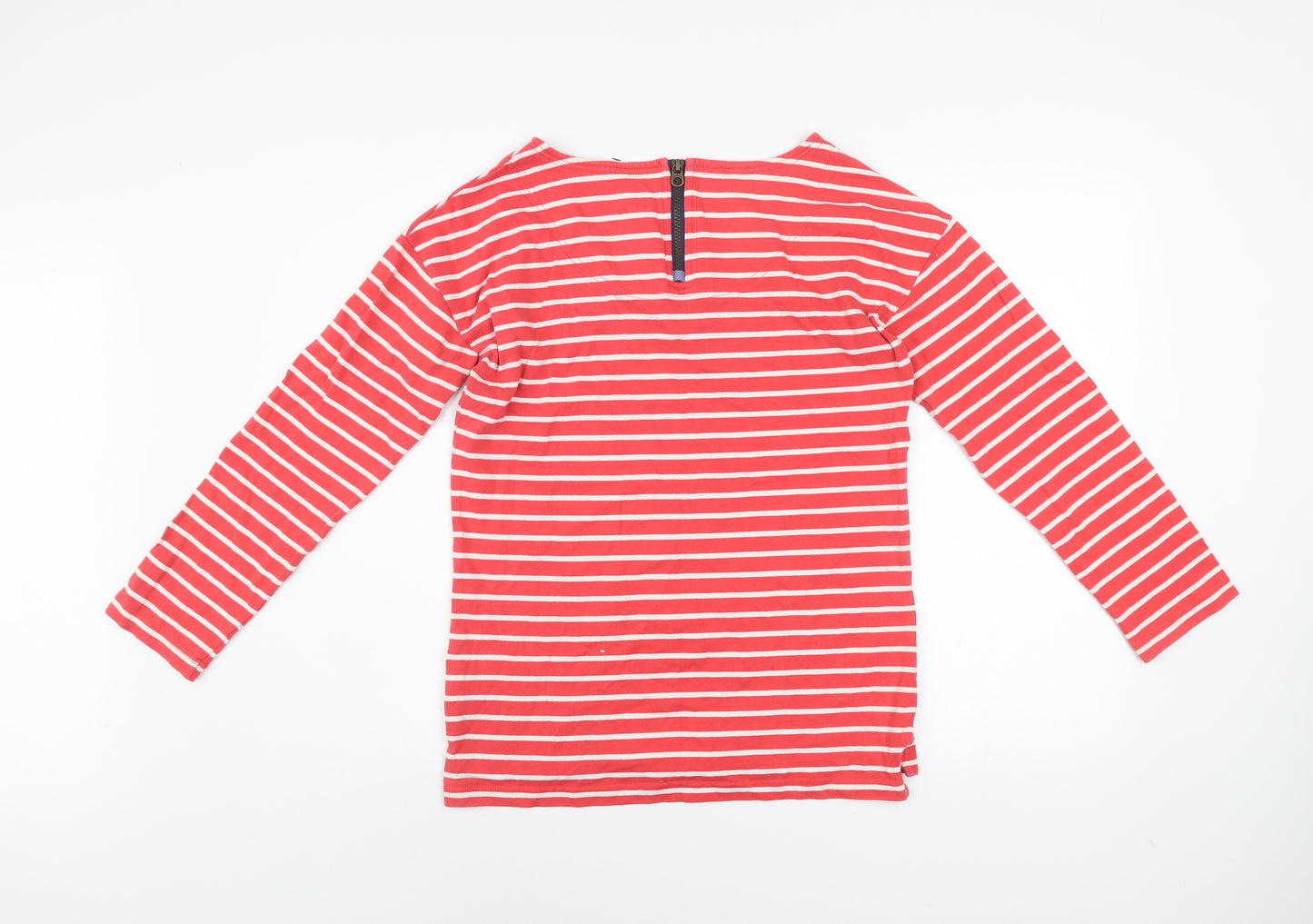 Lighthouse Women's Red Striped Long Sleeve Boat Neck Cotton Top Size 12