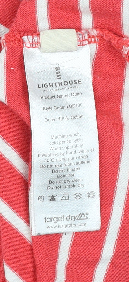 Lighthouse Women's Red Striped Long Sleeve Boat Neck Cotton Top Size 12