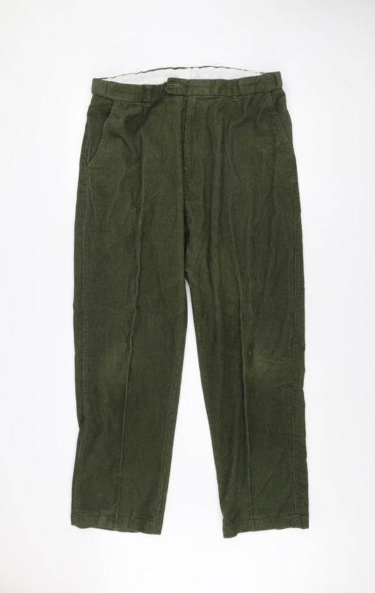 Clifford James Men's Green Corduroy Trousers 38R Classic Fit Cotton