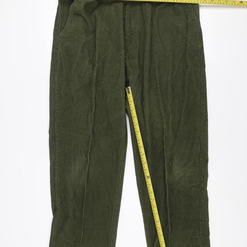 Clifford James Men's Green Corduroy Trousers 38R Classic Fit Cotton