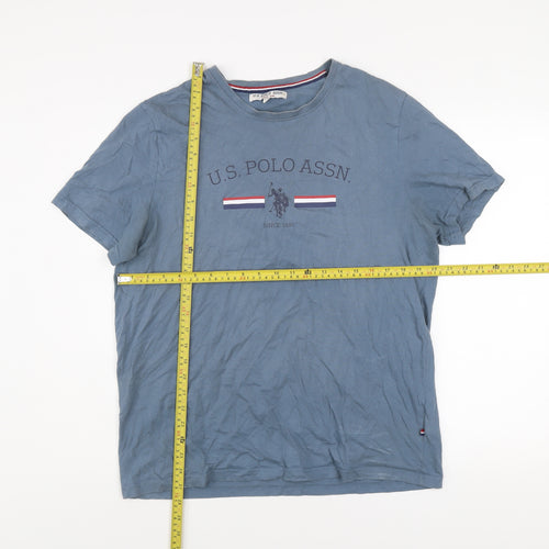 U.S. Polo Assn. Men’s Blue Cotton Crew Neck Graphic T-Shirt Size L