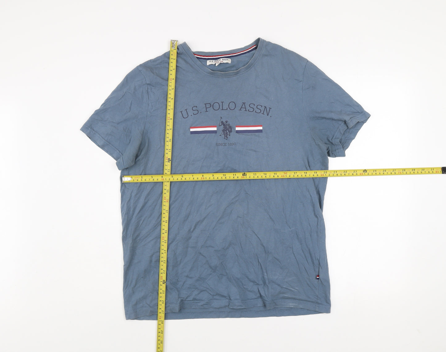 U.S. Polo Assn. Men’s Blue Cotton Crew Neck Graphic T-Shirt Size L