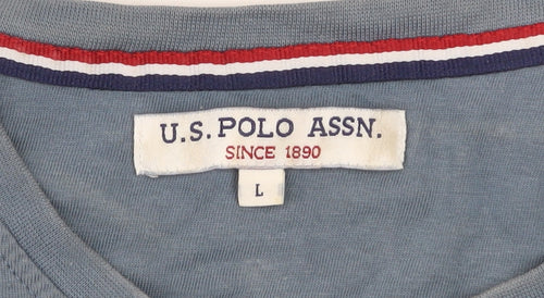 U.S. Polo Assn. Men’s Blue Cotton Crew Neck Graphic T-Shirt Size L