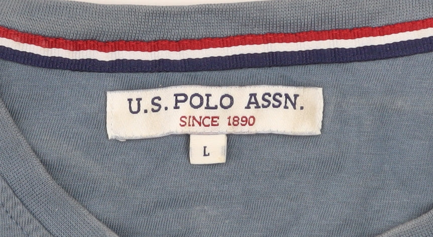 U.S. Polo Assn. Men’s Blue Cotton Crew Neck Graphic T-Shirt Size L