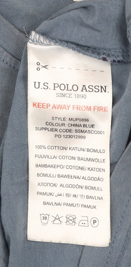 U.S. Polo Assn. Men’s Blue Cotton Crew Neck Graphic T-Shirt Size L