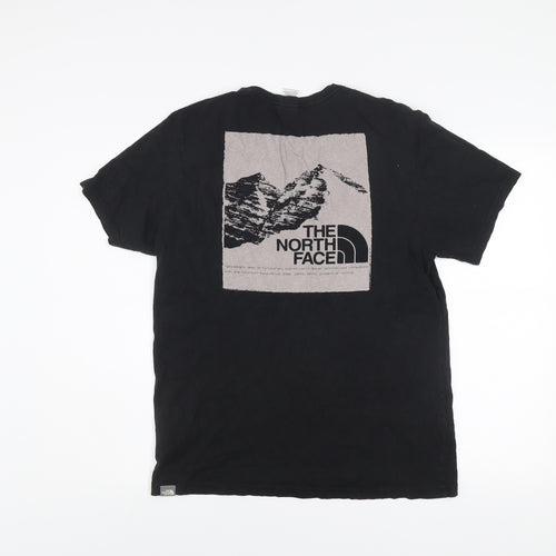 The North Face Mens Black Regular Fit Graphic Print Cotton T-Shirt M
