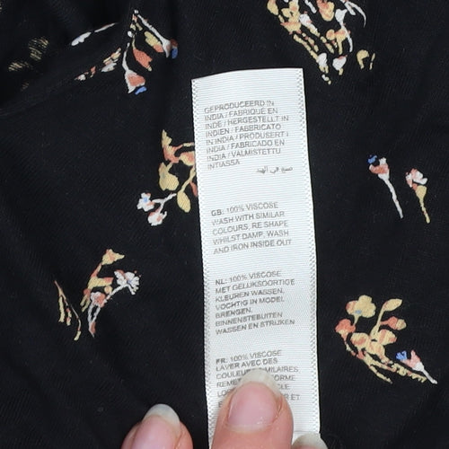 Fat Face Women Black Floral Viscose Long Sleeve Tunic Blouse UK 10