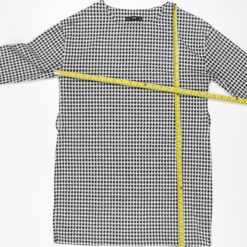 F&F Womens Black White Houndstooth Shift Dress Size 12