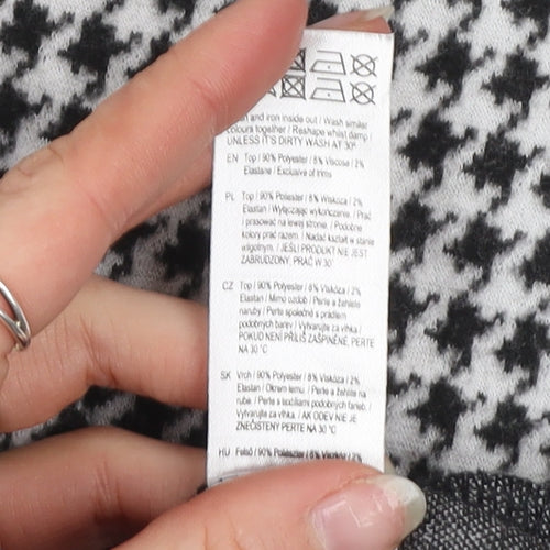 F&F Womens Black White Houndstooth Shift Dress Size 12