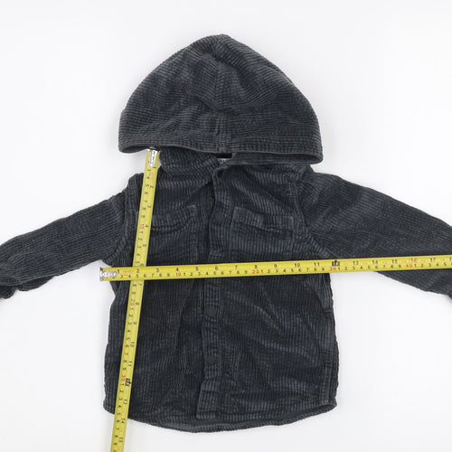 Marks and Spencer Boys Grey Corduroy Hooded Shirt Jacket 2-3 Years