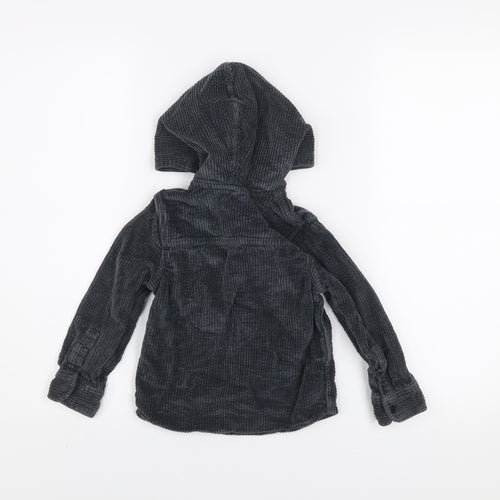 Marks and Spencer Boys Grey Corduroy Hooded Shirt Jacket 2-3 Years