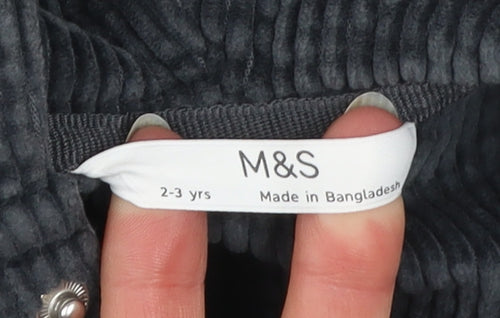 Marks and Spencer Boys Grey Corduroy Hooded Shirt Jacket 2-3 Years