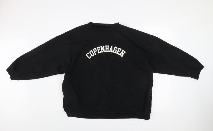 PrettyLittleThing Women Black L Pullover Sweatshirt Copenhagen Print