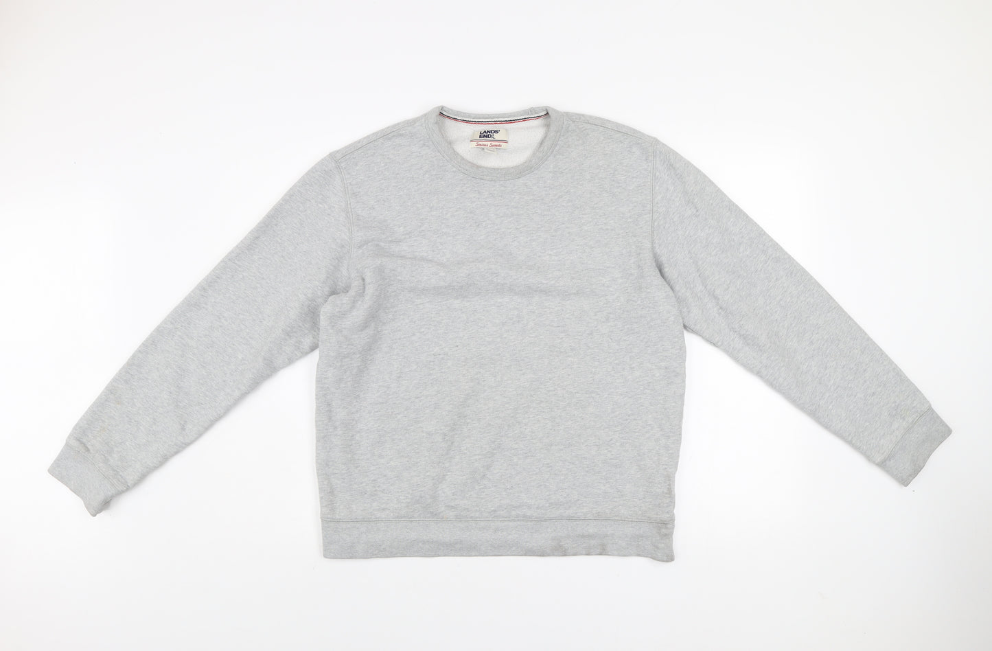 Lands' End Men's Grey Pullover Sweatshirt M Regular Fleece Crew Neck