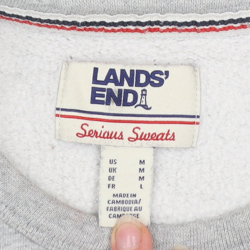 Lands' End Men's Grey Pullover Sweatshirt M Regular Fleece Crew Neck