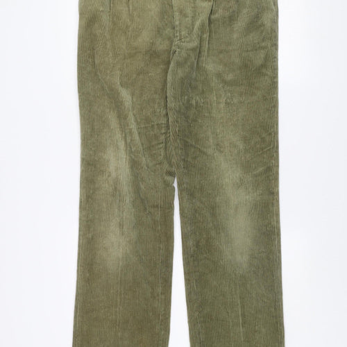 Gabicci Men’s Green Corduroy Trousers 36W 34L Regular Fit