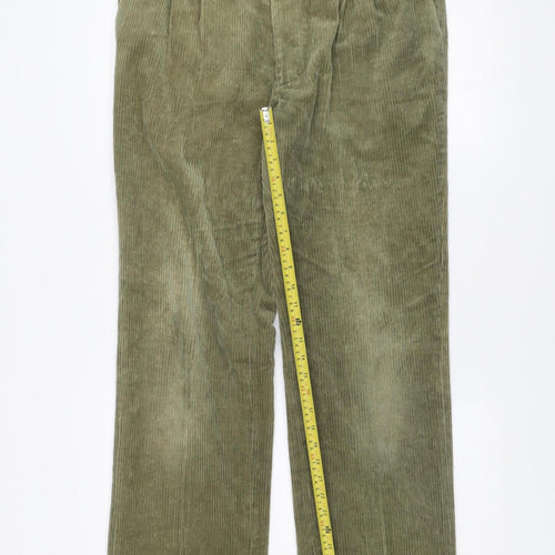 Gabicci Men’s Green Corduroy Trousers 36W 34L Regular Fit