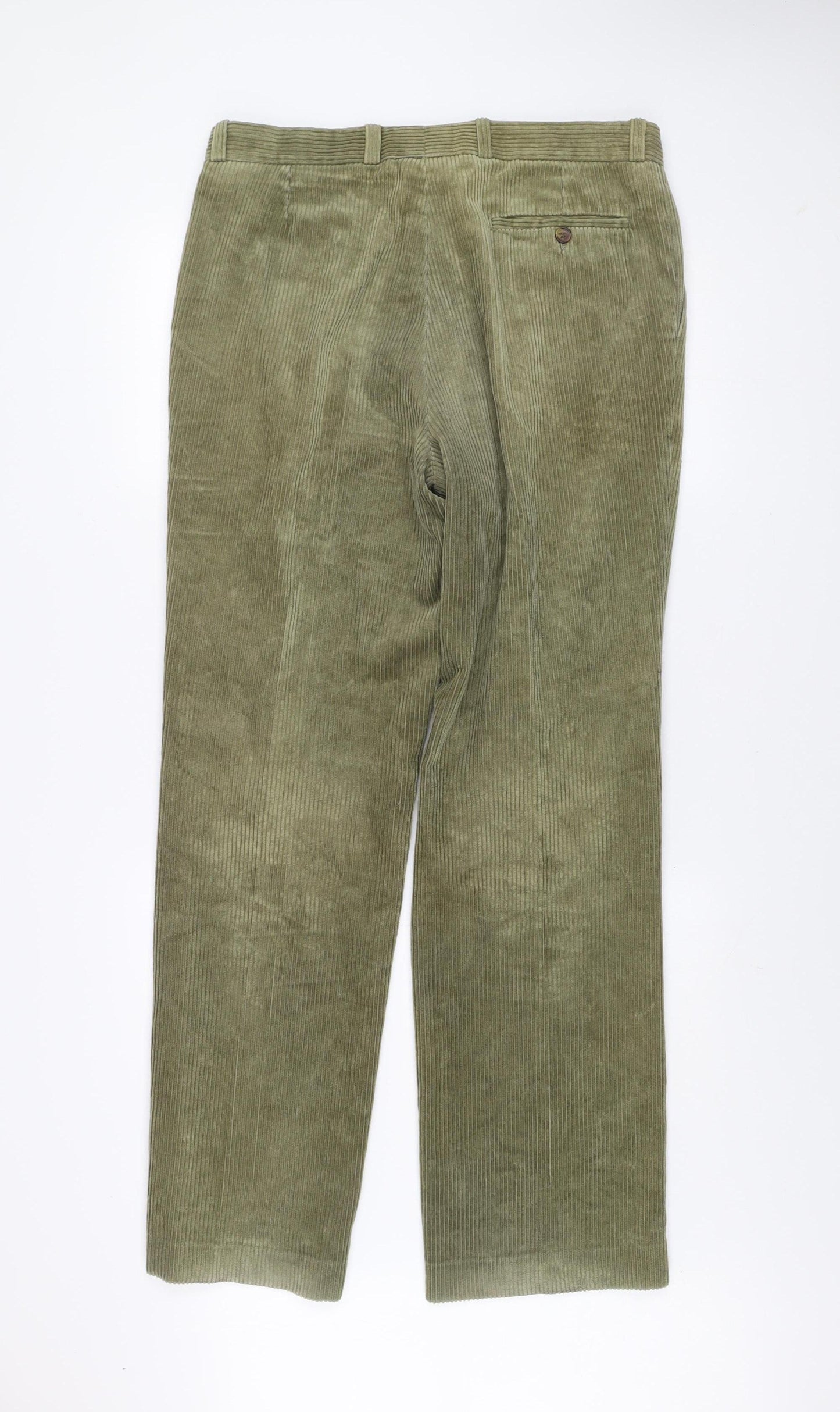 Gabicci Men’s Green Corduroy Trousers 36W 34L Regular Fit
