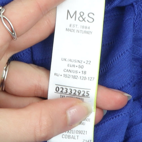 Marks and Spencer Women's Blue Relaxed Fit Tunic Blouse Size 22