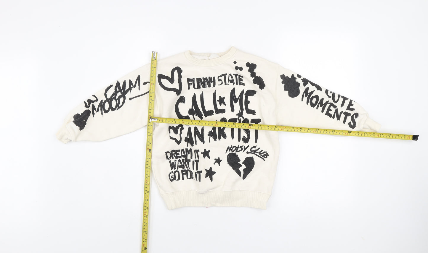 Zara Boys Ivory Graphic Print Pullover Sweatshirt 8-9 Years