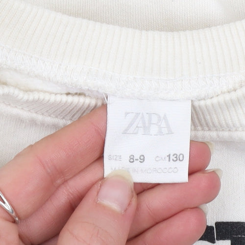Zara Boys Ivory Graphic Print Pullover Sweatshirt 8-9 Years