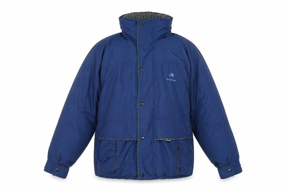 Front view of M.J. Kirby Men’s Blue Waterproof Parka Jacket M Regular Vintage