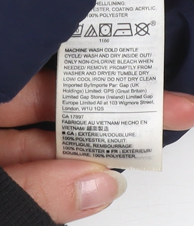 GAP Girls Blue Heart Print Puffer Waistcoat 4 Years Polyester Zip Up