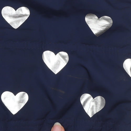 GAP Girls Blue Heart Print Puffer Waistcoat 4 Years Polyester Zip Up