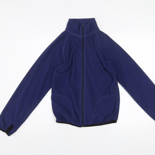 H&M Girls Blue Fleece Zip-Up Activewear Jacket Size 14 Regular Fit