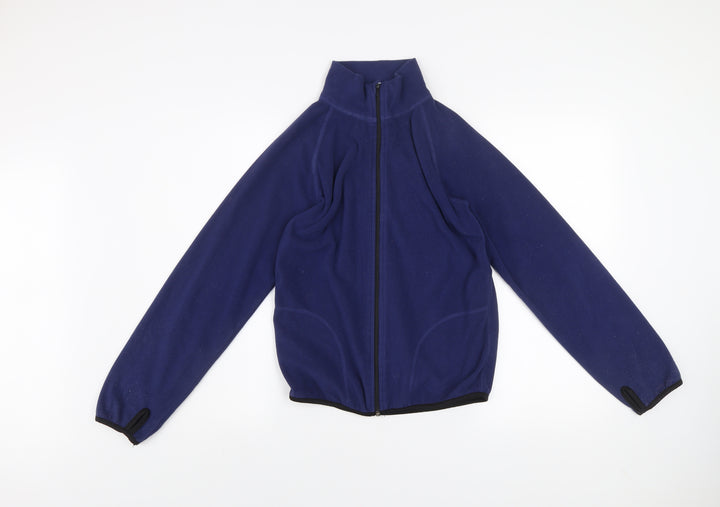 H&M Girls Blue Fleece Zip-Up Activewear Jacket Size 14 Regular Fit