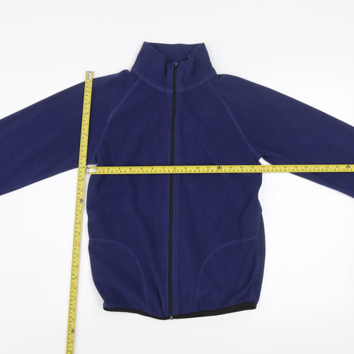 H&M Girls Blue Fleece Zip-Up Activewear Jacket Size 14 Regular Fit