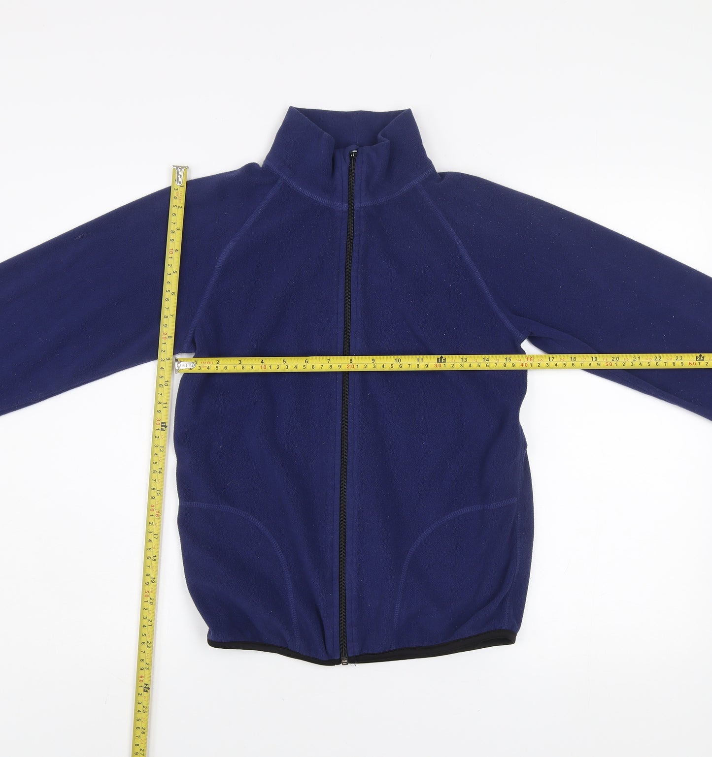 H&M Girls Blue Fleece Zip-Up Activewear Jacket Size 14 Regular Fit
