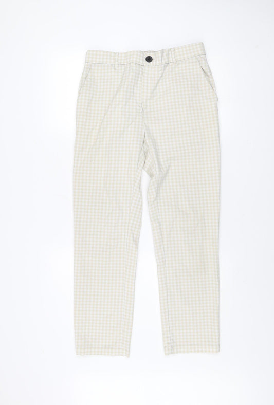 boohooMAN Men's Beige Check Slim Fit Chino Trousers Size 32
