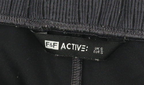 F&F Women Black Jogger Style Stretch Knit Trousers Size S