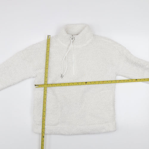 John Lewis ANYDAY Women White Fleece Pullover Hoodie Size S