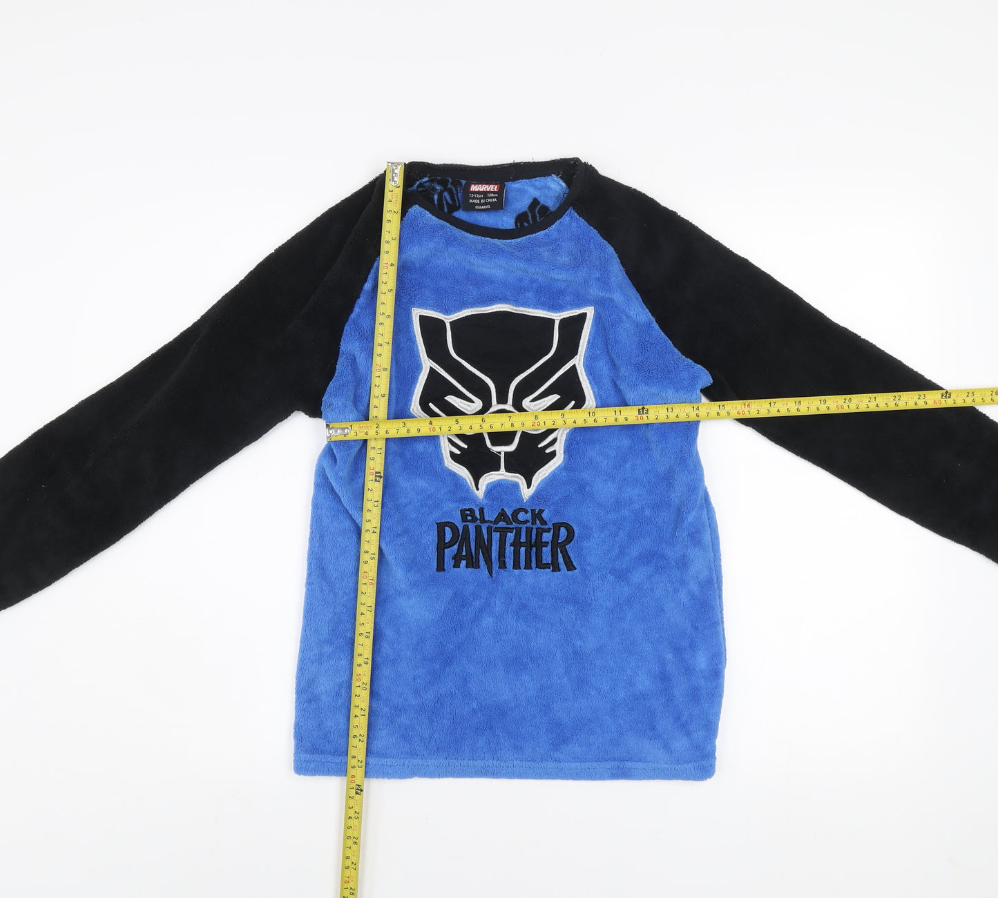 Marvel Boys Blue Black Panther Fleece Long Sleeve Pyjama Top 12-13 Years