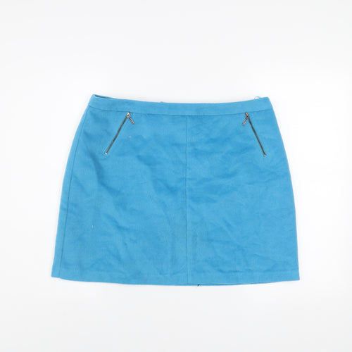 Marks and Spencer Women Blue Short Wool Blend Pencil Skirt Size 16