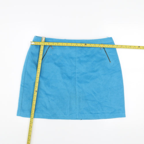 Marks and Spencer Women Blue Short Wool Blend Pencil Skirt Size 16